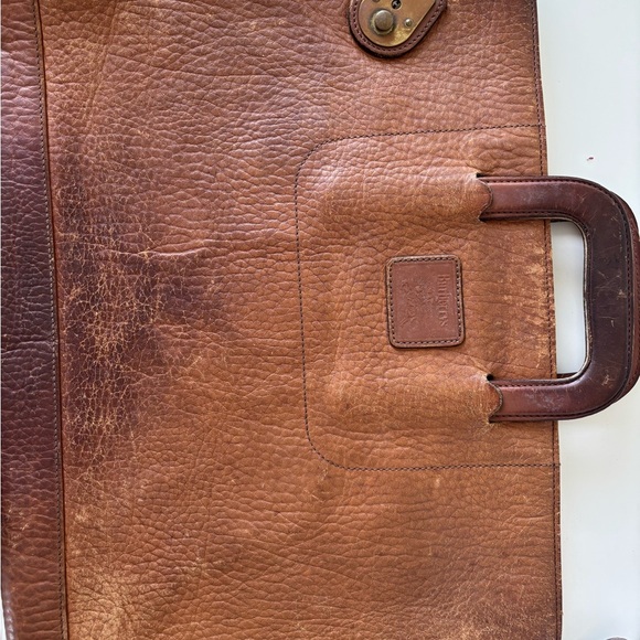 VINTAGE BURBERRY LEATHER BRIEFCASE WORKING LOCK WITH ORIGINAL KEY ATTACHED RARE - Picture 1 of 17